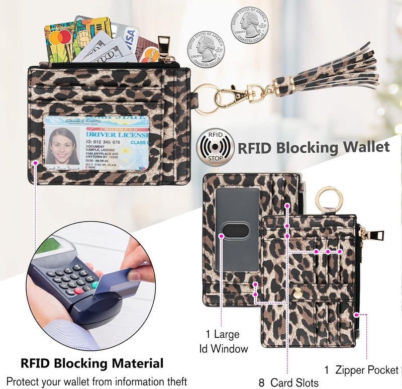 KNGITRYI Wallet Keychain Wristlet for Women,Slim RFID Credit Card Holder Purse Tassel Keychain Bangle Key Ring for Men Women - Image 3